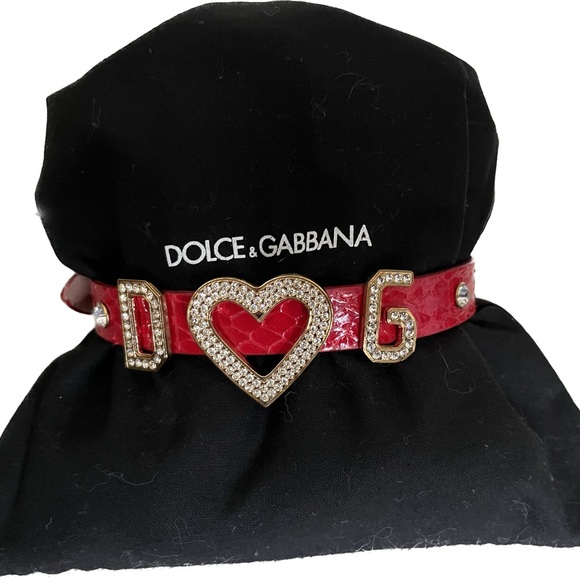 Authentic Dolce & Gabbana red snakeskin & leather choker or bracelet. - Picture 7 of 9